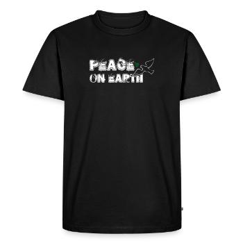 Peace on Earth | with Bird - Men's Premium Organic T-Shirt - black - Front - Nico (187cm)