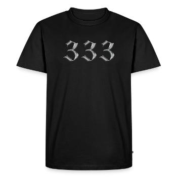 Soutien Angel Number 333 - T-shirt Premium bio Homme - noir - Devant - Nico (187cm)