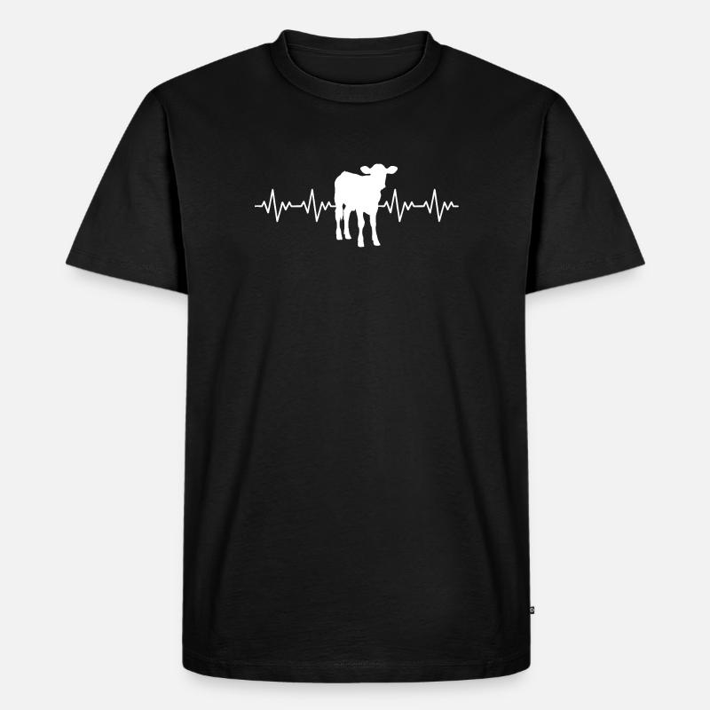 Bauer Kalb EKG Herzschlag - Männer Premium Bio T-Shirt - Schwarz