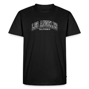 Lettrage universitaire de Los Angeles - T-shirt Premium bio Homme - noir - Devant - Nico (187cm)
