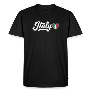 Italy Script with Flag Heart Fan Patriotic - Men's Premium Organic T-Shirt - black - Front - Nico (187cm)