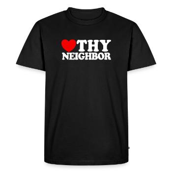 Aimez votre prochain – Foi chrétienne – Jésus - T-shirt Premium bio Homme - noir - Devant - Nico (187cm)