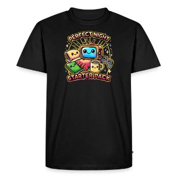 Perfect Night Cute Kawaii Homebody Indoor Design - Men's Premium Organic T-Shirt - black - Front - Nico (187cm)