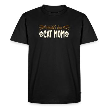 Motif Kat Mom avec empreinte de patte - T-shirt Premium bio Homme - noir - Devant - Nico (187cm)