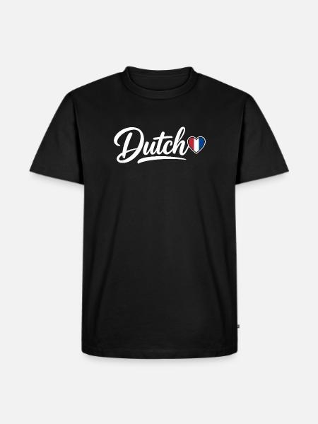 Dutch Script with Flag Heart Fan Patriotic - Men's Premium Organic T-Shirt - black