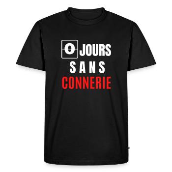 zéro jours sans connerie - T-shirt Premium bio Homme - noir - Devant - Nico (187cm)