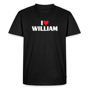 I love William Red Heart Romantic Name Fan - Men's Premium Organic T-Shirt - black - Front - Nico (187cm)