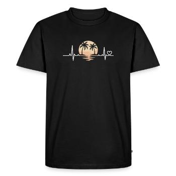 Coucher de soleil avec les palmiers - T-shirt Premium bio Homme - noir - Devant - Nico (187cm)