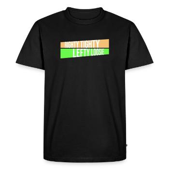 Righty Tighty Lefty Loosie Funny DIY Logo - Men's Premium Organic T-Shirt - black - Front - Nico (187cm)
