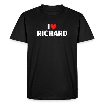 J'aime Richard Red Heart, fan du nom romantique - T-shirt Premium bio Homme - noir - Devant - Nico (187cm)