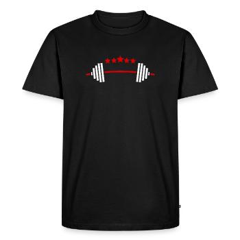 Poids et étoiles : Fitness Power Design - T-shirt Premium bio Homme - noir - Devant - Nico (187cm)