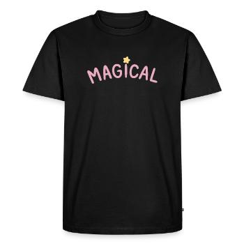 Magical Pastel Étoile — Typographie Douce - T-shirt Premium bio Homme - noir - Devant - Nico (187cm)