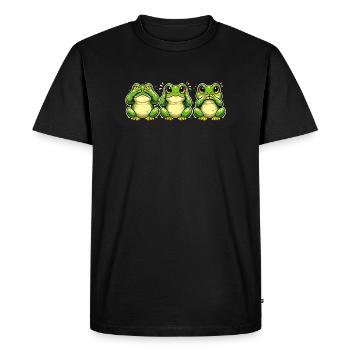Three Frogs Lake Hear Speak Funny Motif - Men's Premium Organic T-Shirt - black - Front - Nico (187cm)