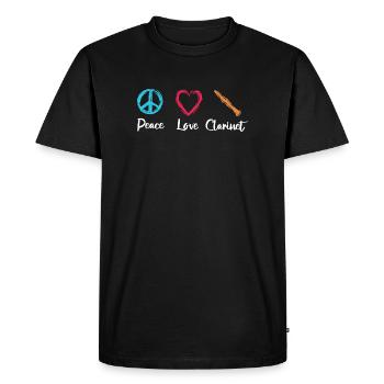 Paix Amour Clarinette - T-shirt Premium bio Homme - noir - Devant - Nico (187cm)