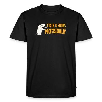 Parler à Socks | Humour de marionnettes en chaussette - T-shirt Premium bio Homme - noir - Devant - Nico (187cm)