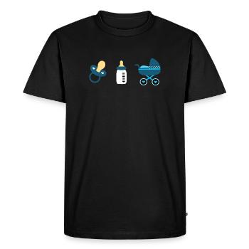 Idée cadeau naissance bébé 2025 - T-shirt Premium bio Homme - noir - Devant - Nico (187cm)