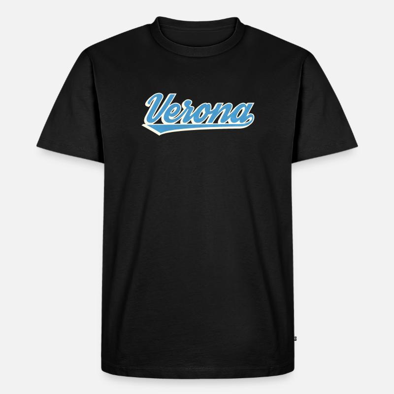 Verona Blau Script Logo - Männer Premium Bio T-Shirt - Schwarz