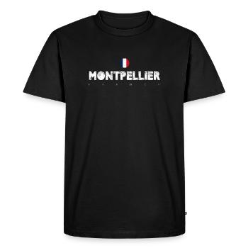 Mot-parole de la ville Montpellier France - T-shirt Premium bio Homme - noir - Devant - Nico (187cm)