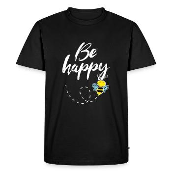 Be Happy Bee - Men's Premium Organic T-Shirt - black - Front - Nico (187cm)