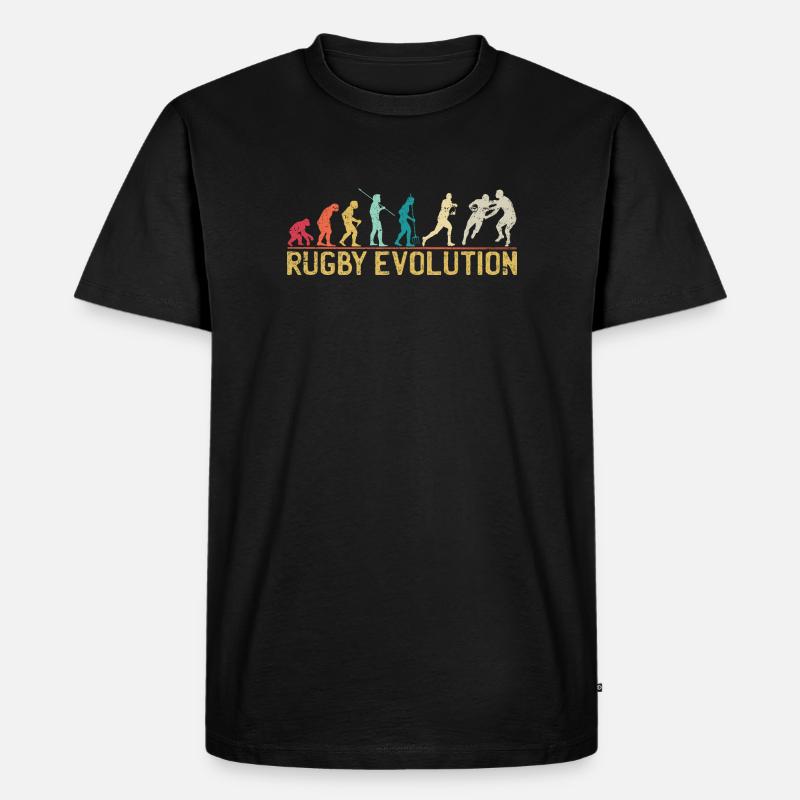 Rugby Evolution Silhouette Design - Männer Premium Bio T-Shirt - Schwarz