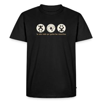 Frog DJ Circle Badge - Men's Premium Organic T-Shirt - black - Front - Nico (187cm)