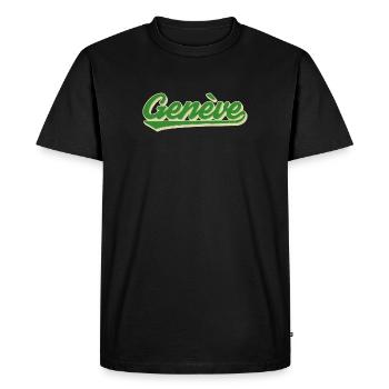 Lettrage rétro Genève (Genève) - T-shirt Premium bio Homme - noir - Devant - Nico (187cm)