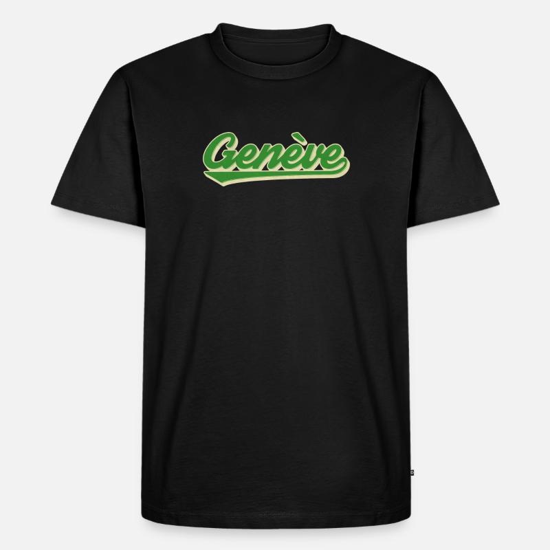 Genève Grün Retro Script - Männer Premium Bio T-Shirt - Schwarz