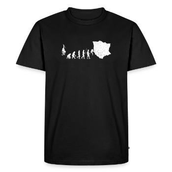 Silhouette de l’évolution à l’aventure - T-shirt Premium bio Homme - noir - Devant - Nico (187cm)