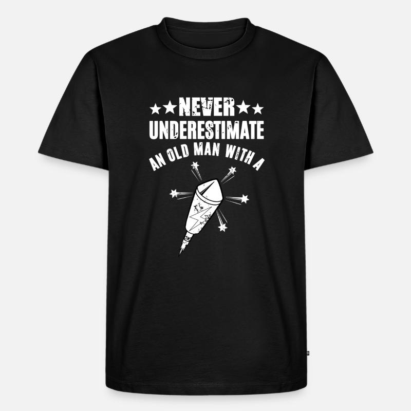 Never Underestimate Rakete - Männer Premium Bio T-Shirt - Schwarz