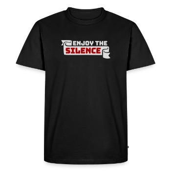 Profitez du silence Dire calme Silence Introverti - T-shirt Premium bio Homme - noir - Devant - Nico (187cm)