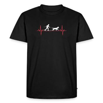 Dog & Ski Heartbeat: Winter Adventure Skijoring - Men's Premium Organic T-Shirt - black - Front - Nico (187cm)