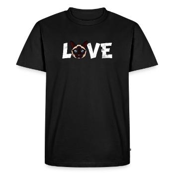 Chat siamois amour visage de dessin animé aux yeux bleus maman de chat - T-shirt Premium bio Homme - noir - Devant - Nico (187cm)