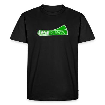 Eat Plants Funny Vegan Vegetarian Statement Logo - Men's Premium Organic T-Shirt - black - Front - Nico (187cm)