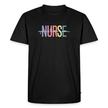 Conception des lettres en dégradé OR Nurse - T-shirt Premium bio Homme - noir - Devant - Nico (187cm)