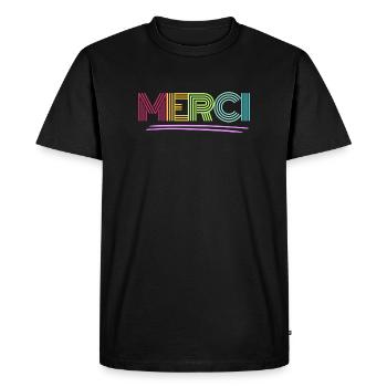 MERCI - A thank you - Men's Premium Organic T-Shirt - black - Front - Nico (187cm)