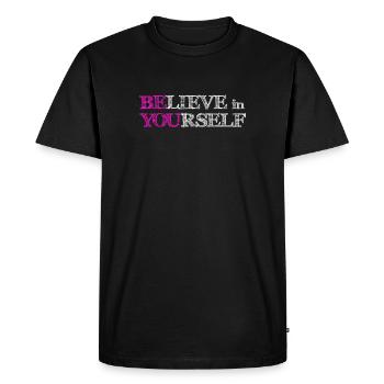 Believe In Yourself - Pink Scribble White - Men's Premium Organic T-Shirt - black - Front - Nico (187cm)