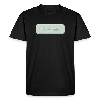 real is rare – minimalist typography - Men's Premium Organic T-Shirt - black - Front - Nico (187cm)