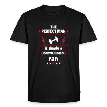 L’homme parfait aime la musculation - T-shirt Premium bio Homme - noir - Devant - Nico (187cm)