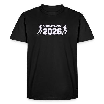 Marathon 2026 Runner Silhouette Design - Men's Premium Organic T-Shirt - black - Front - Nico (187cm)