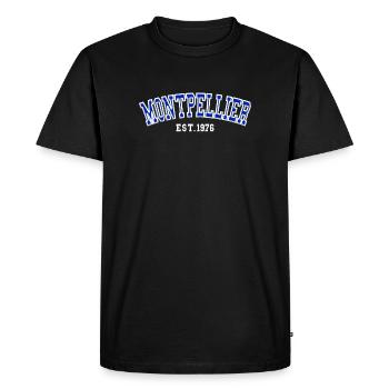 Montpellier fondé en 1976 - T-shirt Premium bio Homme - noir - Devant - Nico (187cm)