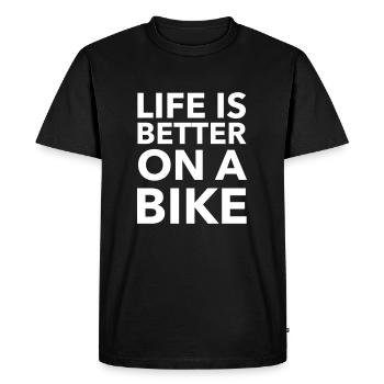 Life is better on a bike - Men's Premium Organic T-Shirt - black - Front - Nico (187cm)