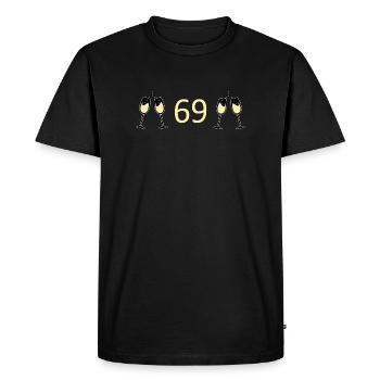 69e anniversaire 69 ans Jubilé 69 Numéro 69 - T-shirt Premium bio Homme - noir - Devant - Nico (187cm)