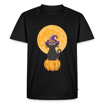 Sorcière chat d’Halloween - T-shirt Premium bio Homme - noir - Devant - Nico (187cm)