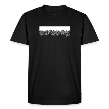 Bordure de feuilles d’érable blanches – Minimaliste Aesthe d’automne - T-shirt Premium bio Homme - noir - Devant - Nico (187cm)