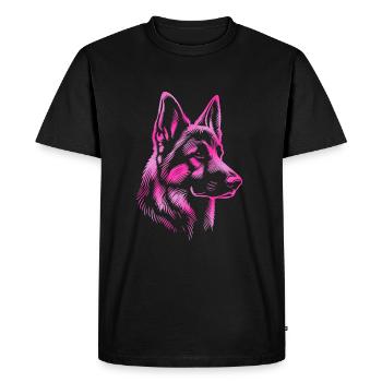 German Shepherd head pink - Men's Premium Organic T-Shirt - black - Front - Nico (187cm)