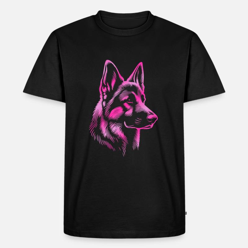 Deutscher Schäferhund Kopf pink - Männer Premium Bio T-Shirt - Schwarz