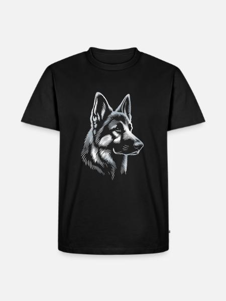 Deutscher Schäferhund Kopf silber - Männer Premium Bio T-Shirt - Schwarz