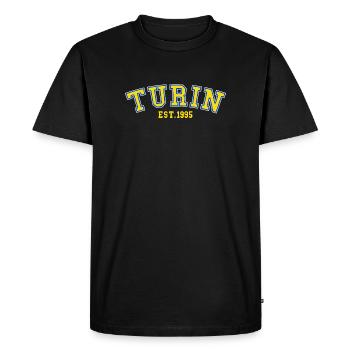 Turin Est.1995  - Men's Premium Organic T-Shirt - black - Front - Nico (187cm)