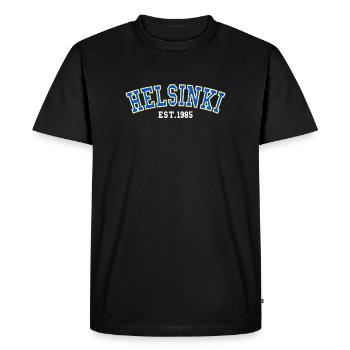 Helsinki Est.1985 - Men's Premium Organic T-Shirt - black - Front - Nico (187cm)