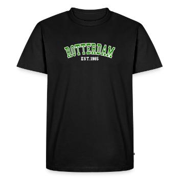 Rotterdam Est.1985 - Men's Premium Organic T-Shirt - black - Front - Nico (187cm)